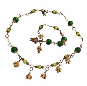 Beaded wirework Aztec Thunderbird Style Necklace bracelet set